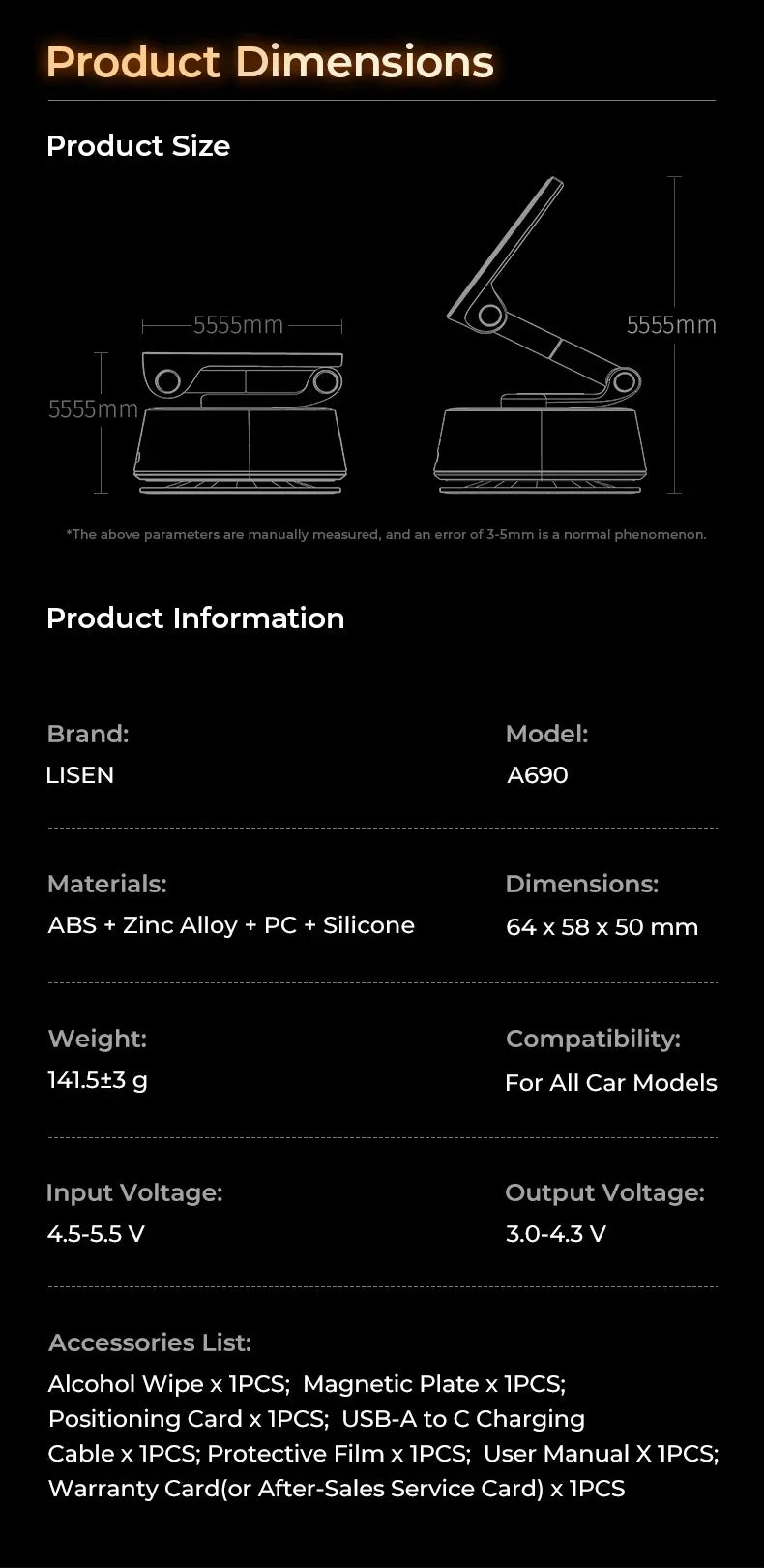LISEN A690 Vacuum Magnetic Phone Mount